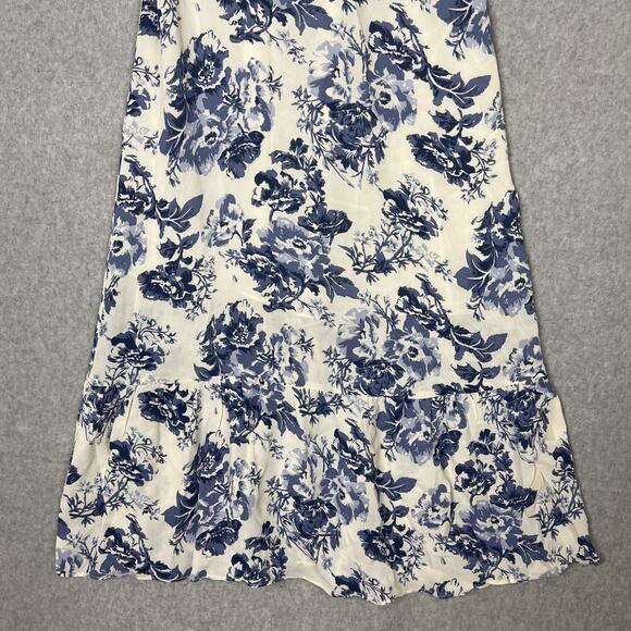 O.P.T White Blue Toile de Jouy Floral Midi Dress Size 8 - Picture 4 of 10